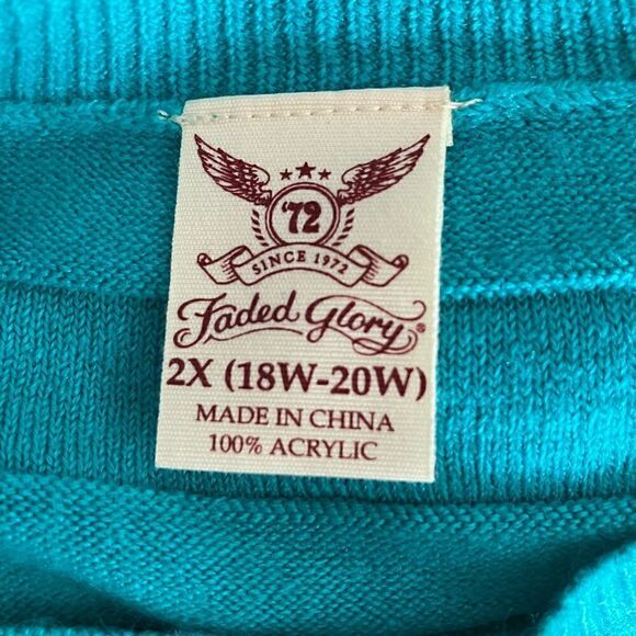 Turquoise Thin Sweater | 2X | Faded Glory - Picture 7 of 7